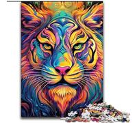 Jigsaw Puzzle 1000 Pieces Psychedelic Art Tiger Challenging Puzzles 26x38cm Intricate Design for Teenagers, DIY Decor, And Brain-Boosting Fun