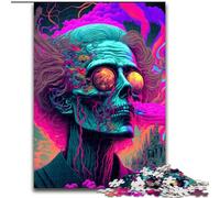 Jigsaw Puzzle 1000 Pieces Psychedelic Brain Made of Wood, High-Difficulty Brain Teaser for Teenagers 50x75cm An for Christmas Or Birthdays