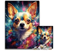 Jigsaw Puzzle 1000 Pieces Psychedelic Chihuahua Dog Jigsaw Puzzles Perfect for Christmas Halloween Easter New Year 1000 PCS(75x50cm)