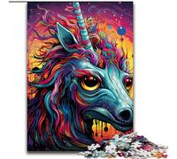 Jigsaw Puzzle 1000 Pieces Psychedelic Colored Horses Jigsaw Puzzles Made of cardboard,Brain Challenge Gift, Educational Activity for Teenagers 1000pcs(26x38cm)