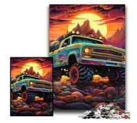 Jigsaw Puzzle 1000 Pieces Psychedelic Truck Jigsaws 1000 Pieces for Adults Family Interactive Game, DIY Home Decor Brain Challenge Gift Size 50x75cm