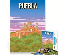 Jigsaw Puzzle 1000 Pieces Puebla Mexico Vintage Travel Poster Accurate Joint Fun Mind Exercise Toy Peace Time Play Christmas Art Piece (38x26cm)