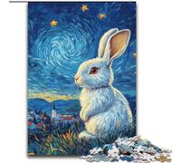 Jigsaw Puzzle 1000 Pieces Rabbit Under The Night Sky Jigsaw Puzzles 50X75CM Brain Teaser Game, Interactive Family Game, Suitable for Ages 14+
