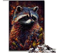 Jigsaw Puzzle 1000 Pieces Raccoon Ink Painting Made of Wood, Idea, Humorous Artwork, Detailed Artwork 50x75cm for Birthday Holiday Christmas
