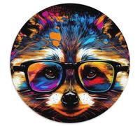 Jigsaw Puzzle 1000 Pieces Raccoon Pop Art Animal Puzzles for Adults Relax & Challenge, Colorful Home Decor Art, for Friends 67.5x67.5cm
