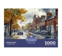 Jigsaw Puzzle 1000 Pieces Rainy Day in Town Adult Jigsaw Puzzle Brain Teaser Game Staycation Kill Time Deal As Gifts for The Whole Family 70x50cm/1000pcs