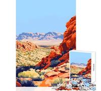 Jigsaw Puzzle 1000 Pieces Red Rock Canyon Nevada Painting Art Educational Toy Great Gift for Games Family Game with Matching Poster And Trivia Sheet Size 38x26cm