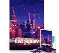 Jigsaw Puzzle 1000 Pieces Red Square, Russia at Night Accurate Joint Fun Mind Exercise Toy Peace Time Play Christmas Art Piece (50x75cm)