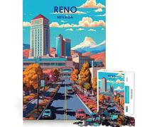 Jigsaw Puzzle 1000 Pieces Reno Nevada Cityscape Precise Cut Art Cognitive Fun Play Leisure Time Fun Xmas Scene Art (50x75cm)