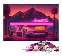 Jigsaw Puzzle 1000 Pieces Retro Neon Landscape cardboard Jigsaw Puzzles for Adults for Teenagers, Couples, And Friends for Birthdays, Christmas 26X38CM/10.23x14.96inch