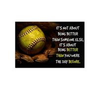 Jigsaw Puzzle 1000 Pieces Retro Softball It's Not About Being Better Than Someone Else Posters Softball Player Motivational Wooden Jigsaw Puzzle for Adults Puzzle for Educational Gift Home Decor