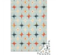 Jigsaw Puzzle 1000 Pieces Retro Star Pattern-Vintage Geometric Design Jigsaw 52x38cm/1000pcs Toy for Adults And Kids Challenging Creative Educational Games DIY Cardboard