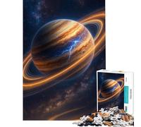 Jigsaw Puzzle 1000 Pieces Ringed Planet with Lightning in Space Jigsaws for Adults Relax Games Analysis And Logic Deal As Gifts for The Whole Family (Size 38x52cm)