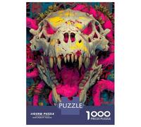 Jigsaw Puzzle 1000 Pieces Roar of The Forgotten Beast - Expressionist Fury Skull Puzzles for Adults Toy Wall Decor Hand Speed Race Deal As Gifts for The Whole Family 38x26cm/1000pcs