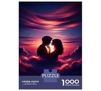 Jigsaw Puzzle 1000 Pieces Romantic Sunset Silhouette Adult Jigsaw Puzzle Brain Teaser Game Staycation Kill Time Deal As Gifts for The Whole Family 52x38cm/1000pcs