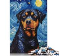 Jigsaw Puzzle 1000 Pieces Rottweiler Starry Night Square Puzzles for Adults And Wooden Puzzles Home Decoration Puzzle Toys 1000pcs (75x50cm)