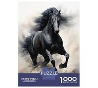 Jigsaw Puzzle 1000 Pieces Running Black Horse Jigsaws for Adults Brain Teaser Game Improve Memory Deal As Gifts for The Whole Family 38x26cm/1000pcs