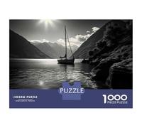 Jigsaw Puzzle 1000 Pieces Sailboat on Lake with Mountains Adult Jigsaw Puzzle Brain Teaser Game Staycation Kill Time Deal As Gifts for The Whole Family 38x26cm/1000pcs