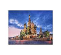 Jigsaw Puzzle 1000 Pieces，Saint Basil’s Cathedral on a summer evening, Red Square, Moscow，Large Family Puzzle Game Artwork for Adults Teens（75x50cm）-Q55