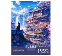 Jigsaw Puzzle 1000 Pieces Sakura Anime Cat Japanese Jigsaws for Adults Brain Teaser Game Improve Memory Deal As Gifts for The Whole Family 70x50cm/1000pcs