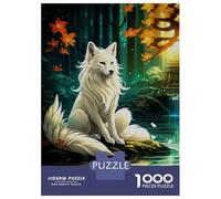 Jigsaw Puzzle 1000 Pieces Sakura Kitsune Fox Jigsaws for Adults Brain Teaser Game Improve Memory Deal As Gifts for The Whole Family 52x38cm/1000pcs