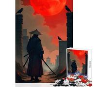 Jigsaw Puzzle 1000 Pieces Samurai Blood Moon Jigsaw Puzzles for Adults Hand Speed Race Difficult And Challenge for Is Ideal As A Gifts (38x26cm)