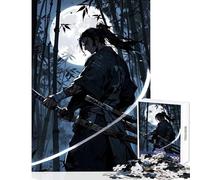 Jigsaw Puzzle 1000 Pieces Samurai in Bamboo Forest Under Moonlight Jigsaw Puzzles for Adults Hand Speed Race Difficult And Challenge for Is Ideal As A Gifts (38x26cm)