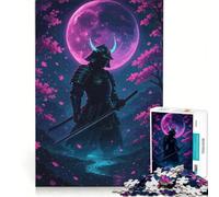Jigsaw Puzzle 1000 Pieces Samurai Under The Moon, Practical Game, Difficult Hard, Unique Gifts for Birthday And Christmas 38x26cm