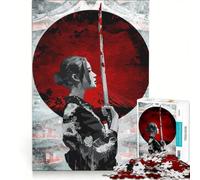 Jigsaw Puzzle 1000 Pieces Samurai Woman with Bloody Katana, Practical Game, Difficult Hard, Unique Gifts for Birthday And Christmas 50x75cm