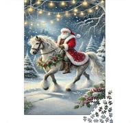 Jigsaw Puzzle 1000 Pieces Santa Claus Riding Horse Puzzles 38x26cm/1000pcs Gift For Kids Challenging Creative Educational Games DIY Cardboard