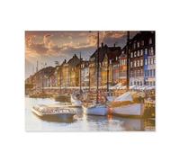 Jigsaw Puzzle 1000 Pieces，Scandinavian Places, sunset in Copenhagen，Large Family Puzzle Game Artwork for Adults Teens（38x26cm）-A35