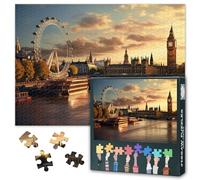 Jigsaw Puzzle 1000 Pieces Scenic London Cityscape with River Thames Landscape Art Premium Paper Puzzle for Adults Family Bonding Activity Challenging Puzzle Game Home Office Wall Decor 27.5 x 19.7 in