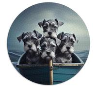 Jigsaw Puzzle 1000 Pieces Schnauzer Pups Afloat Impossible Jigsaw Puzzles for Adults Home Decor Brain Teaser Game for Teenagers & Family Interaction 67.5x67.5cm