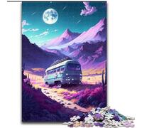 Jigsaw Puzzle 1000 Pieces School Bus Made of Wood, High-Difficulty Brain Teaser for Teenagers 50x75cm An for Christmas Or Birthdays
