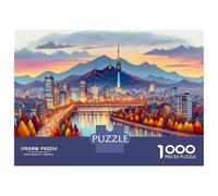 Jigsaw Puzzle 1000 Pieces Seoul Cityscape with N Seoul Tower Puzzles for Adults Toy Wall Decor Hand Speed Race Deal As Gifts for The Whole Family 38x26cm/1000pcs