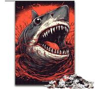 Jigsaw Puzzle 1000 Pieces Shark Colorful Made of Wood, Idea, Humorous Artwork, Detailed Artwork 50x75cm for Birthday Holiday Christmas