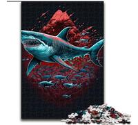 Jigsaw Puzzle 1000 Pieces Shark Colorful Made of Wood, Interactive Family Game, Suitable for Ages 14+ 50x75cm Brain Teaser Game for Teenagers, Perfect