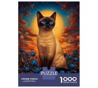 Jigsaw Puzzle 1000 Pieces Siamese Cat in A Field of Flowers Jigsaws for Adults Brain Teaser Game Improve Memory Deal As Gifts for The Whole Family 38x26cm/1000pcs