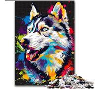 Jigsaw Puzzle 1000 Pieces Siberian Husky with Headphones Jigsaw Puzzles Made of cardboard,Intricate Design for Teenagers, DIY Decor, And Brain-Boosting Fun 1000pcs(26x38cm)