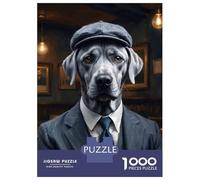 Jigsaw Puzzle 1000 Pieces Silver Labrador Dog Wearing A Suit in The Pub Adult Jigsaw Puzzle Brain Teaser Game Staycation Kill Time Deal As Gifts for The Whole Family 70x50cm/1000pcs
