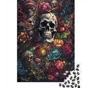 Jigsaw Puzzle 1000 Pieces Skull Floral Art Puzzles 38x26cm/1000pcs Gift For Kids Stress Reliever Family Game DIY Cardboard