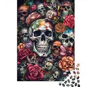 Jigsaw Puzzle 1000 Pieces Skull Floral Art Puzzles 52x38cm/1000pcs Toy for Adults And Kids Stress Reliever Educational Games DIY Cardboard