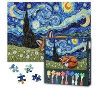 Jigsaw Puzzle 1000 Pieces, Sleeping Fox Adult Jigsaw Puzzles, Starry Night Sky Adults Puzzles 1000 Piece Challenging Puzzle Perfect for Nights Educational Finished Size 50 x 70 cm