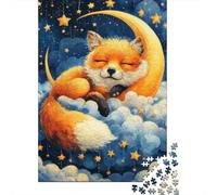 Jigsaw Puzzle 1000 Pieces Sleeping Fox Moon Jigsaw 52x38cm/1000pcs Gift For Kids Challenging Creative Family Game DIY Cardboard