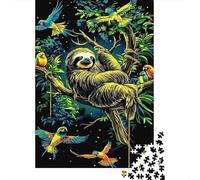 Jigsaw Puzzle 1000 Pieces Sloth Jungle Parrots Jigsaw 52x38cm/1000pcs Toy for Adults And Kids Challenging Creative Educational Games DIY Cardboard