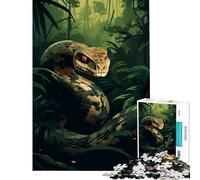 Jigsaw Puzzle 1000 Pieces Snake in The Jungle Brain Intelligence Challenge Addictive Toys Impossible Game Stress Reliever Gifts Ideas (Size 75x50cm)