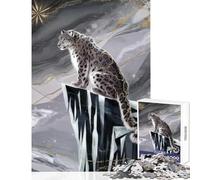 Jigsaw Puzzle 1000 Pieces Snow Leopard on An Icy Mountain Peak Toy Wall Decor Gift For Birthdays for Educational Game Train Your Brain And Hands Size 38x26cm