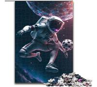 Jigsaw Puzzle 1000 Pieces Soccer Astronaut Made of Wood, Interactive Family Game, Suitable for Ages 14+ 50x75cm Brain Teaser Game for Teenagers, Perfect