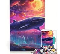 Jigsaw Puzzle 1000 Pieces Space Whale, Brain Teaser Game, Birthday Present, with Fully Interlocking Randomly Shaped Pieces 38x26cm
