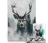 Jigsaw Puzzle 1000 Pieces Stag Deer Regal Presence, Brain Teaser Game, Birthday Present, with Fully Interlocking Randomly Shaped Pieces 38x52cm
